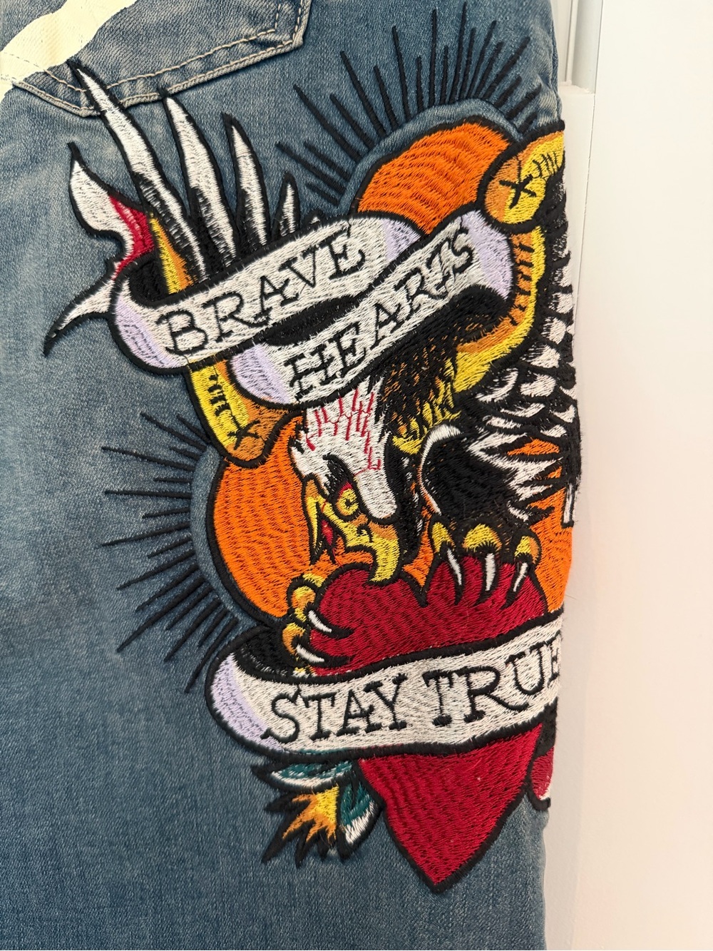 Ed Hardy Wide Leg jeans tattoo style Y2K brave eagle size 32 - Picture 2 of 5